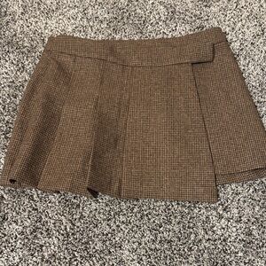Astr Brown Houndstooth Skirt